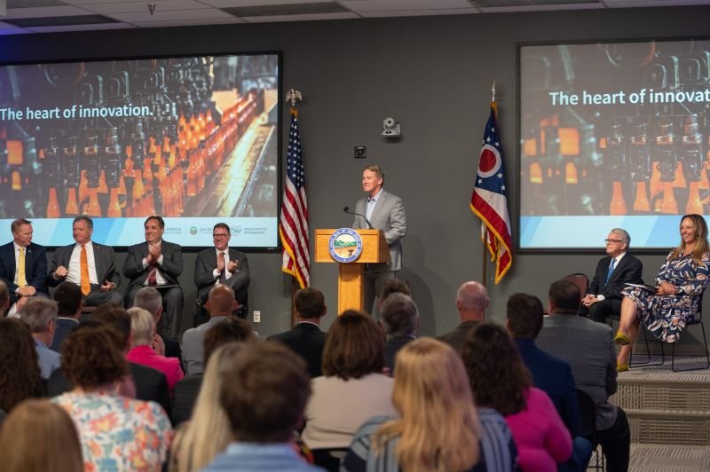 Lt. Governor Jon Husted addresses the audience at the announcement of the Glass Innovation Hub in Perrysburg on July 1st. Source .